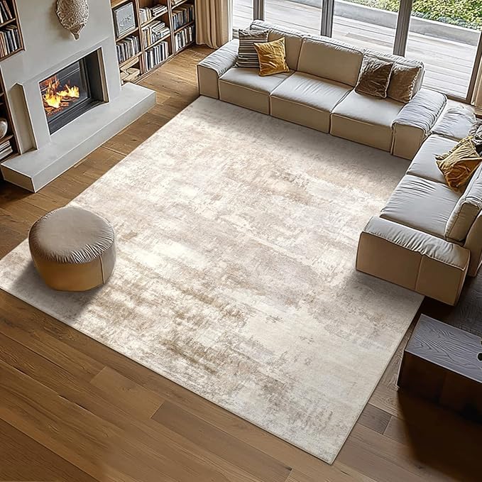 Washable Rugs 8x10 Area Rugs for Living Room,Bedroom,Dining Room- Modern Abstract Large Area Rugs with Non Slip Rubber Backing,Soft Low Pile Neutral Accent Carpet for Nursery Dorm Home Office