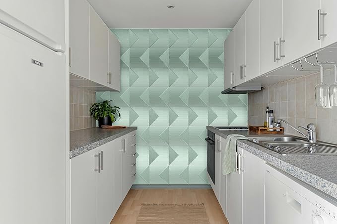 From Plain To Beautiful In Hours 9004 Depth Tier PVC 12 in x 12 in Peel and Stick Wall Panels (Covers / 10 sq.ft), Edge Water, 10 Piece