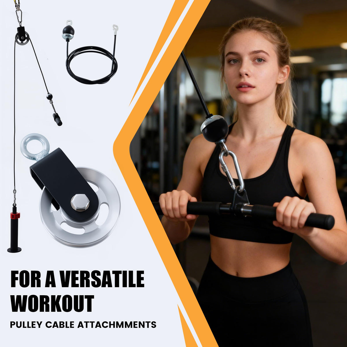 acenfc 360° Rotating Cable Pulley System, Home Gym LAT Pulldown Attachments for Biceps, Triceps and Back Workout, Fits Power Rack, Squat Stand and Training Cage