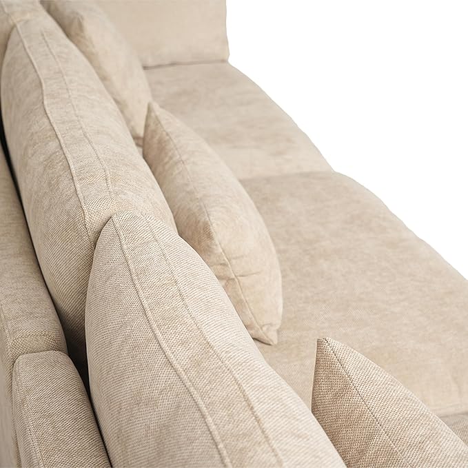 WJShome 120" Cloud Modular Sectional Sofa Couch for Living Room,L Shaped Sofas with Ottoman,Down Filled Modular Sectional Sofa,Convertible 4 Seater, Covers Washable&Replaceable