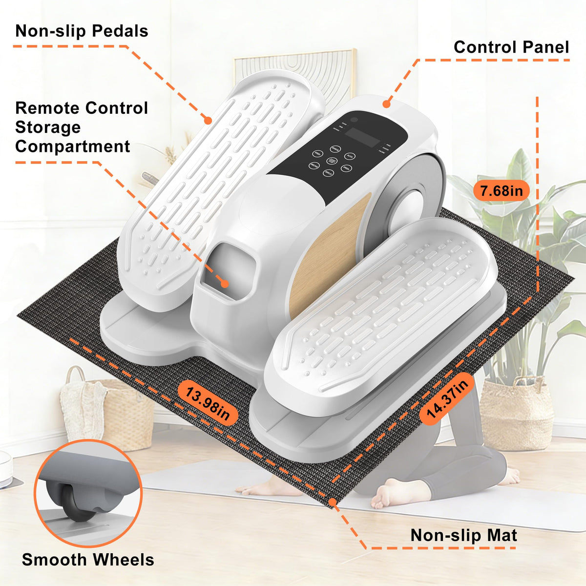 Mini Under Desk Elliptical Electric Leg Exerciser As Seen on TV While Sitting for Seniors with Remote Control & 12 Speeds,Non-Slip Mat Quiet & Portable for Home Office,Gift for Mom Dad