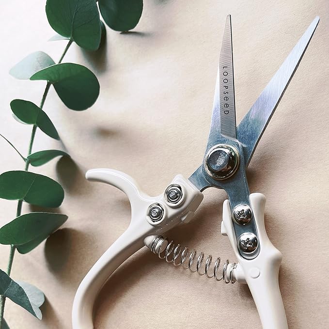 Loopseed Precision Garden Trimming Scissors & Hand Pruner - Cream