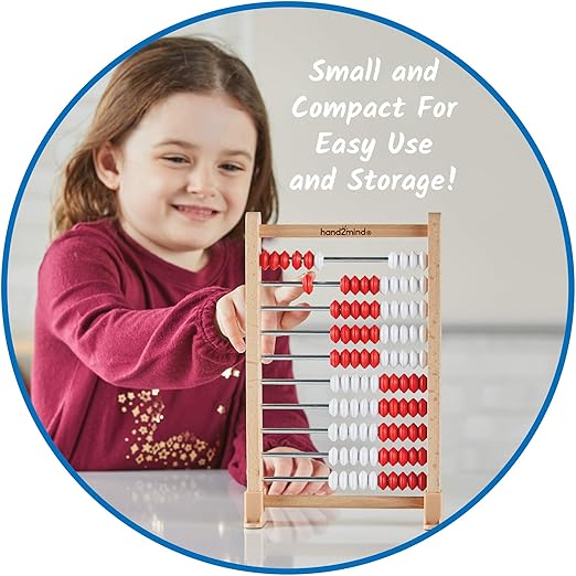 hand2mind Mini 100-Bead Wooden Rekenrek Abacus, Abacus for Kids Math, Wooden Counting Math Manipulatives, Bead Counters for Kids Math, Learn Counting and Numbers, Homeschool Supplies (Set of 1)