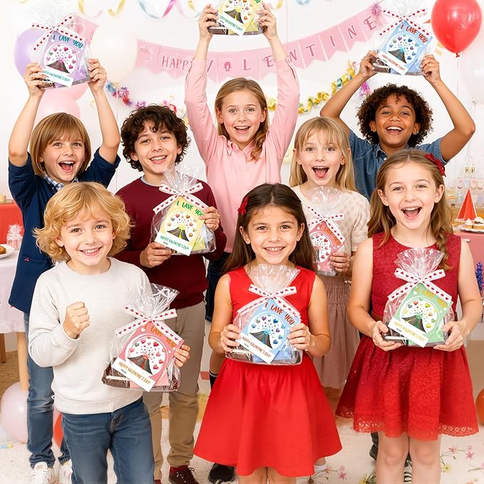 MOVINPE Valentine’s Day Classroom Gift Exchange for Kids – 26 Pack Volcano Science STEM Kits with Valentines Cards, Mini Volcano Eruption Experiment Science Party Favors for School Activities