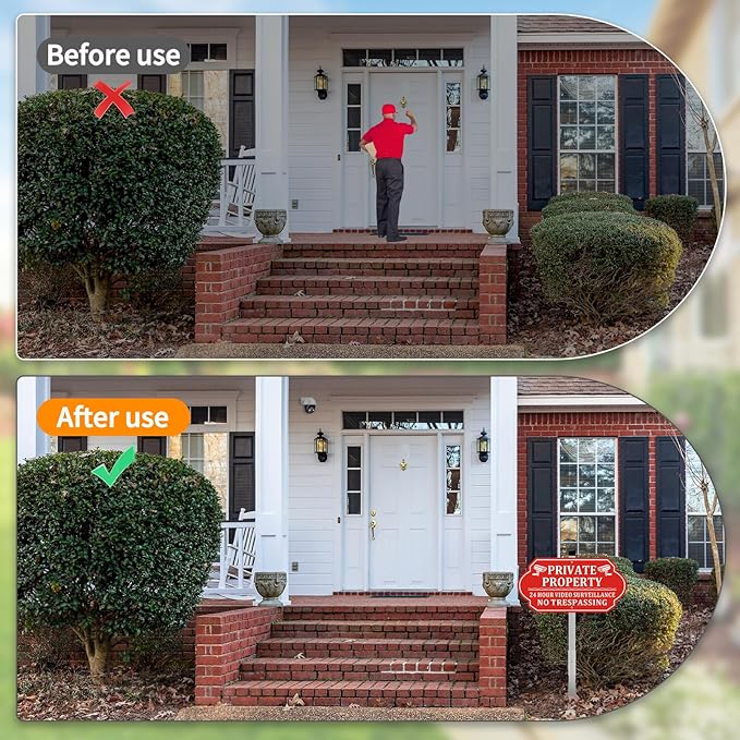 No Trespassing Signs Private Property, Video Surveillance Sign, No Trespassing Video Surveillance Signs, Aluminum Camera Signage for Property with Long Stake Easy to Install for Outdoor (2 Pack)