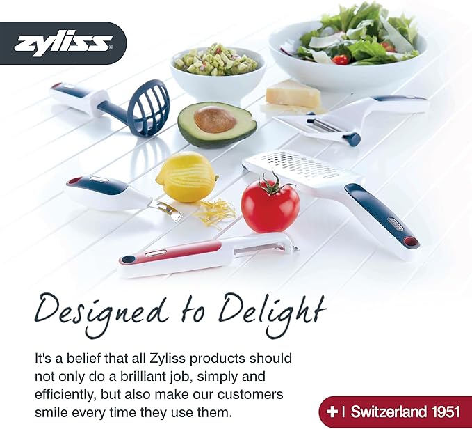 Zyliss Dial & Slice Cheese Slicer - Adjustable, Handheld Cheese Slicer with Stainless Steel Edge and Ergonomic Handle - White