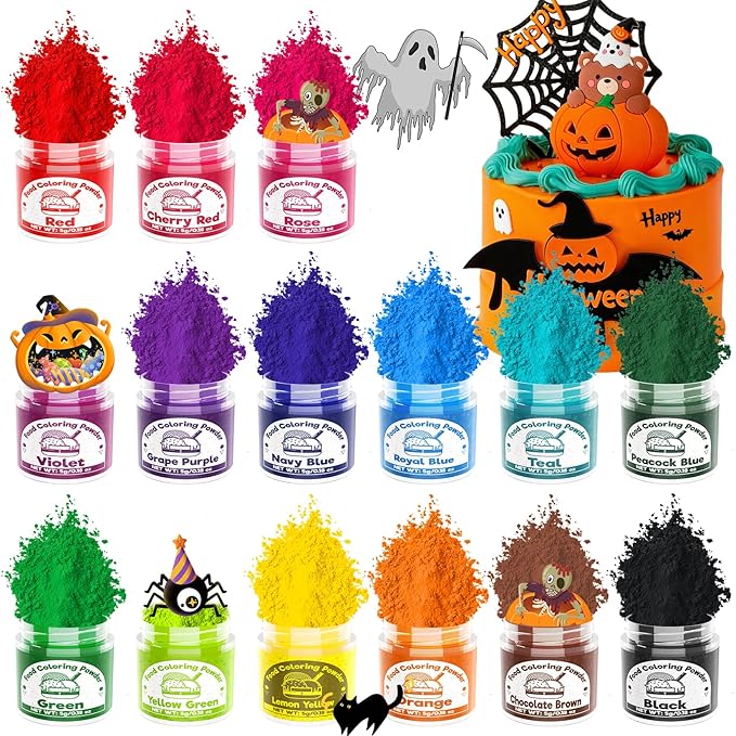 Food Coloring Powder for Baking - 15 Bright Colors Powdered Food Coloring