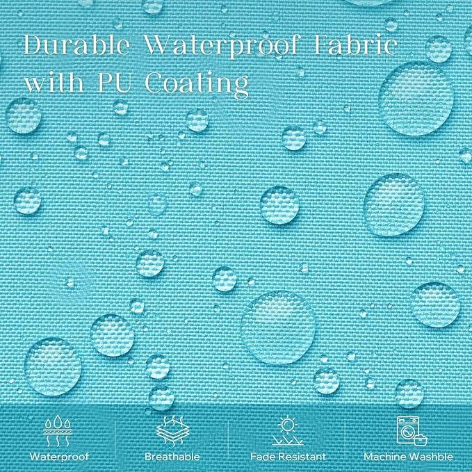 Phantoscope Pack of 2 Outdoor Waterproof Throw Pillow Covers with Contrast Piping, Decorative Square Cushion Case Patio Pillows for Couch Tent Sunbrella, Sky Blue 18x18 inches