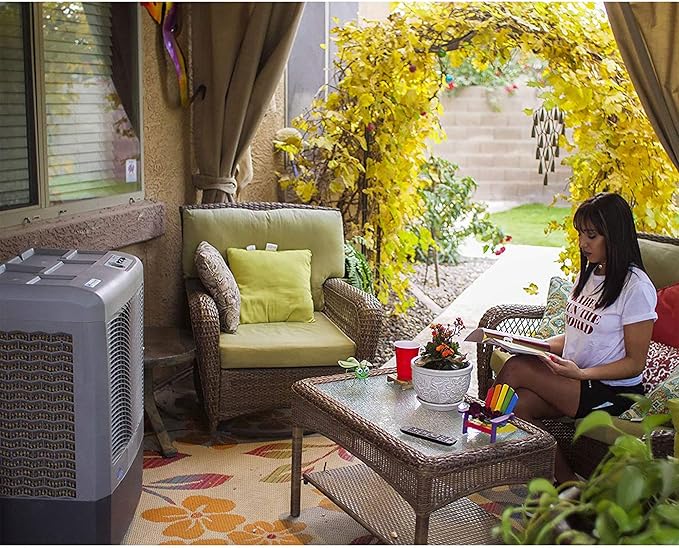Hessaire MC37M Indoor or Outdoor Portable Oscillating Evaporative Swamp Air Cooler for 950 Square Feet of Space with Water Reservoir
