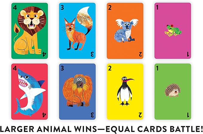 Mudpuppy Wild King! – Animal Version of Classic Kids War Card Game with Adorable Illustrations of Wild Animals for Children Ages 4 and Up, 2-4 Players, Brown