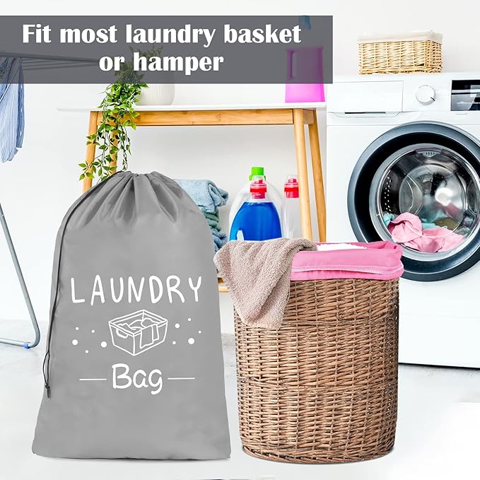 Sylfairy 2 Pack Extra Large Travel Laundry Bag, Dirty Clothes Organizer with Drawstring,Heavy Duty Travel Laundry Bags,Easy Fit a Laundry Hamper Travel Essentials