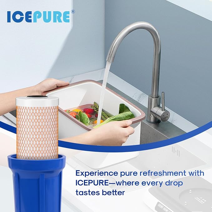ICEPURE 5 Micron 4.5" x 20" CTO20BB-KDF Whole House Water Filter Coconut Shell