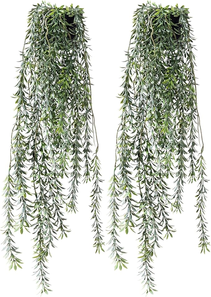 Artificial Hanging Plant 2 Pcs Faux Plant Ivy Vine Faux Eucalyptus Vines Fake Potted Greenery for Wall Living Room Home Shelf Office Bathroom Outdoor Indoor Decor (Type 5)