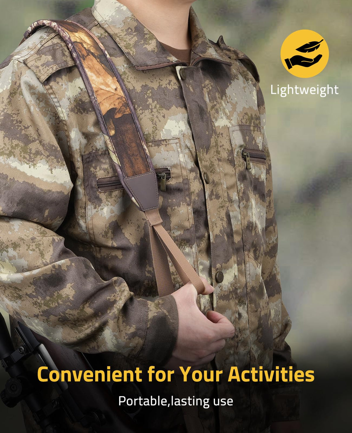 CVLIFE Two Point Sling Rifle Sling Strap with Metal Swivels, Khaki Camo