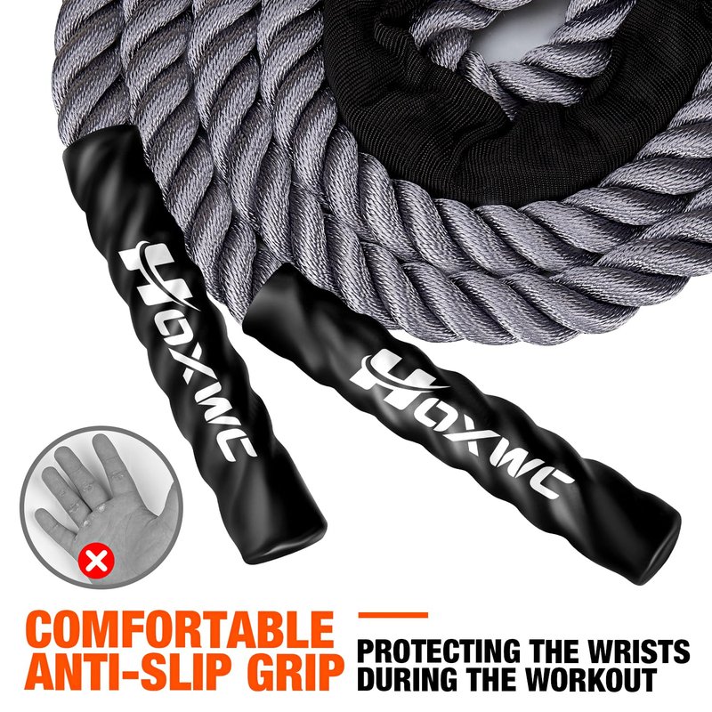 HOXWC Weighted Jump Rope, 2lb Heavy Duty Jump Rope for Fitness, Battle Rope for Fitness Training, Full Body Exercise at Home Gym for Men and Women, Strengthening Legs, Arms and Stabilizing Muscles