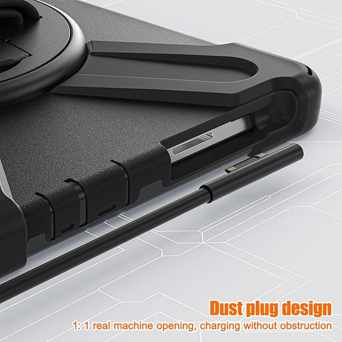 ZenRich Rugged Case for Surface Go 4 (2023)/Surface Go 3 (2021)/ Surface Go 2 (2020), Surface Go (2018) with Pen Holder Heavy Duty Shockproof Case with Stand Hand Strap and Shoulder Belt-Black