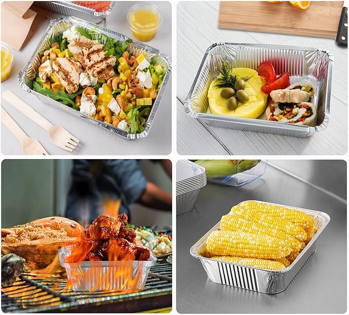 Notwoe® 55 Pack Disposable Aluminum Pans with Lids, 12x8 and 8x6 Square 8x5 Square Combo Set, Disposable Baking and Cake Pan. (55 Pack W-Lids)