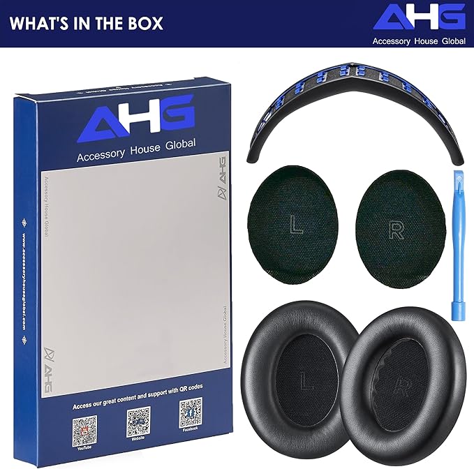 QC Ultra Replacement Ear pad and Headband Pad Kit Cushion Compatible with Bose QuietComfort Ultra Wireless Headphones (Black). Easy DIY Installation + Great Comfort