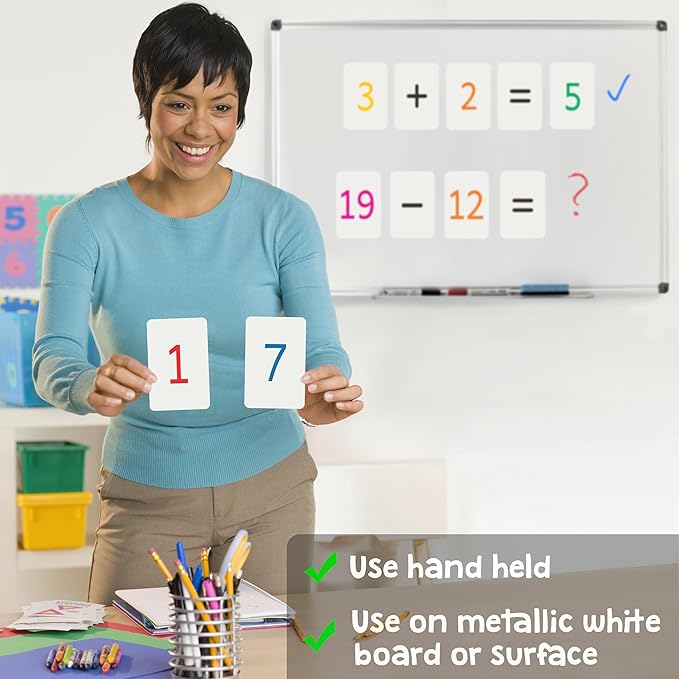 Magnetic Number Flash Cards - Large 0-25 Math Cards, Early Addition and Subtraction, Multiplication, Division and Symbols, for Classroom Teachers, Homeschool, Toddlers, Kids and Adults