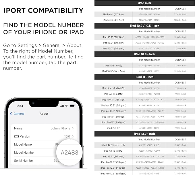 IPORT 72382 Connect Case for iPad Air 13 M2 & iPad Pro 12.9 (6th & 5th Gen) | Wireless 27W USB-C Charging Magnetic Docking Secure Mounting | BaseStation or Charging Dock Required to Charge