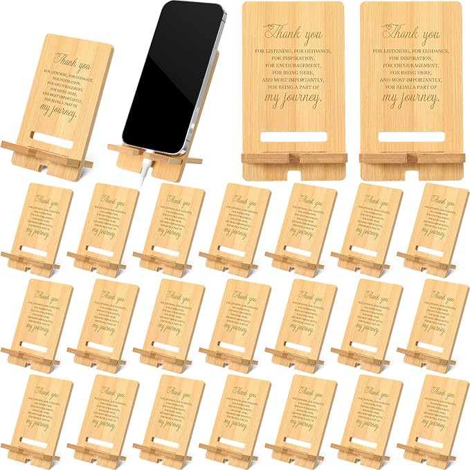 Ripeng 30 Pcs Employee Appreciation Gifts Bulk Bamboo Phone Stand for Desk Office Workers Inspiration Thank You Gift for Team Coworkers Staff Volunteer Nurse Teacher Colleagues Gratitude (Inspiration)