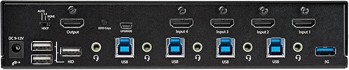 StarTech.com 4 Port HDMI KVM Switch - Single Monitor 4K 60Hz Ultra HD HDR - Desktop HDMI 2.0 KVM Switch with 2 Port USB 3.0 Hub (5Gbps) and 4X USB 2.0 HID, Audio - Hotkey Switching - TAA