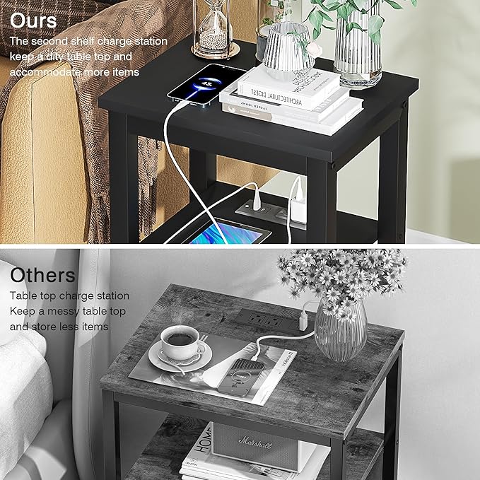 VECELO Modern Nightstands X-Design Side End Table Night Stand with Storage Shelf for Bedroom,Living Room,