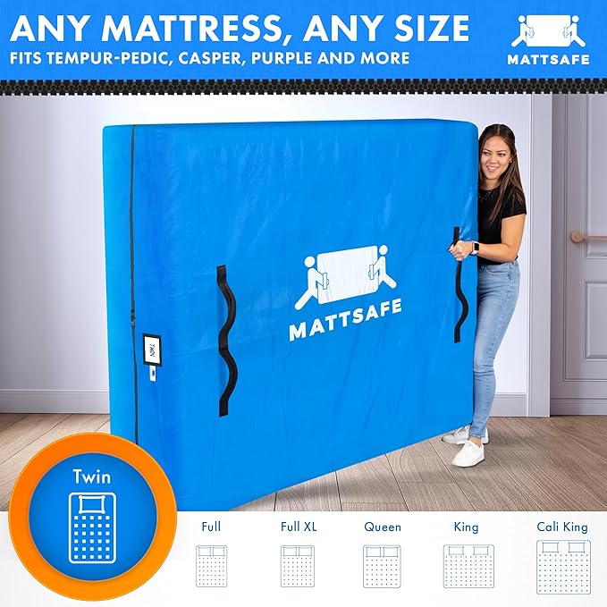 Nordic Elk Mattress Bags for Moving and Storage (Twin) Heavy Duty Moving Supplies, 8 Sturdy Handles, Strong Zipper, Mattress Cover Bed Bags, Storage Cover Essentials Packing Protector