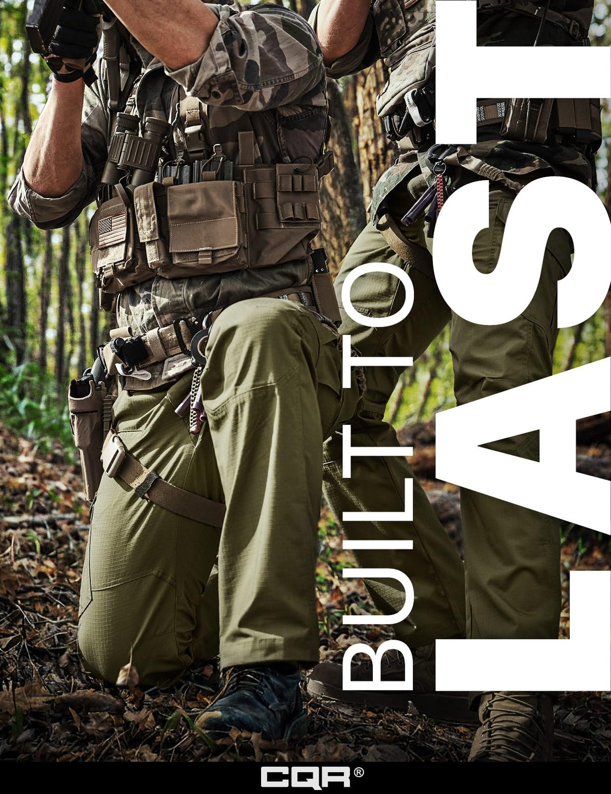 CQR Men's Tactical Pants, Water Resistant Ripstop Cargo Pants, Lightweight EDC Work Hiking Pants, Outdoor Apparel, Raider Soil Green, 44W x 30L
