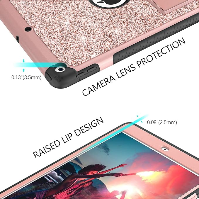 BENTOBEN for iPad 9th Generation Case iPad 8th Generation Case iPad 7th Generation Case iPad 10.2 2021/2020/2019 Case Glitter Sparkly 3 Layers Shockproof Kickstand Protective Tablet Cover Rainbow