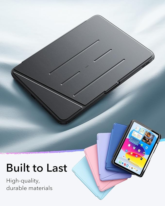 ESR for iPad A16 Case, iPad 11th/10th Generation Case (2025/2022), Vertical Stand Cover, Multi Stand Angles, Ultra-Stable Cover with Pencil Holder, Flip Series, Black | (2025/2022), Multi Stand Angles, Ultra-Stable Cover, with Pencil Holder, Black