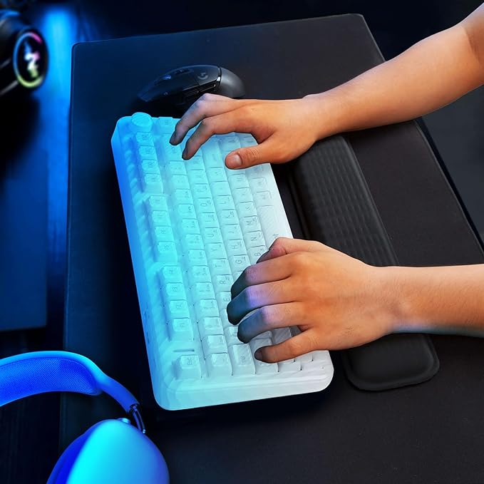 MEKASS Keyboard Wrist Rest for 60% Compact Keyboard, Ergonomic Soft Memory Foam Wrist Support with Non-Slip Silicone Base, Keyboard Pad Relieve Wrist Pain from Laptop, Computer, Typing (Pink)