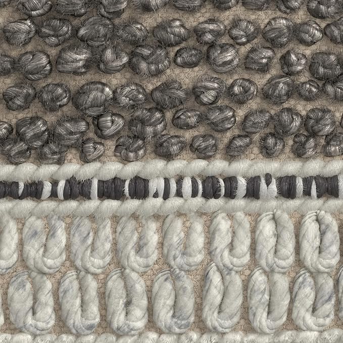 SIMPLIHOME Grady Square Pouf - 18 inch Wide Wool and Cotton Handloom Woven Ottoman in Earth Tone Brown, Contemporary Footstool or Extra Seating for Living Room with Polystyrene Bead Filling, Assembled