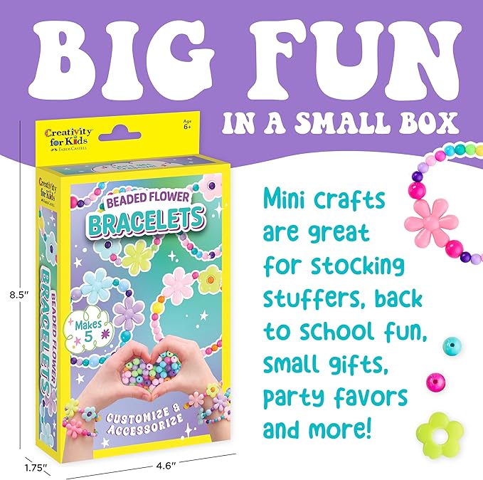 Creativity for Kids Beaded Flower Bracelet Making Kit | DIY Jewelry Craft Kit for Girls | Create 5 Colorful Beaded Bracelets to Wear, Share & Gift | Screen-Free Easter Basket Stuffers (Ages 6+)