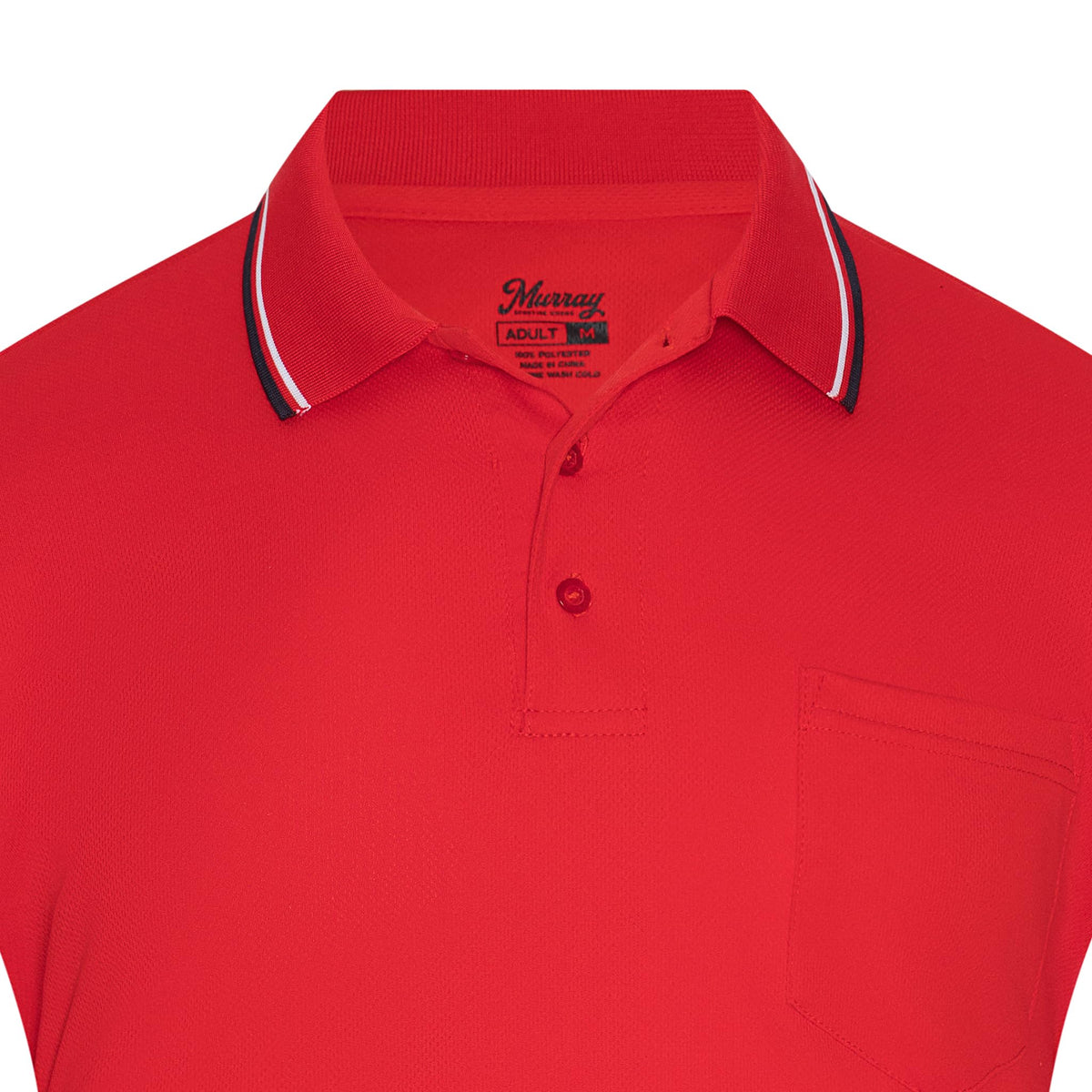 Murray Sporting Goods Short Sleeve Polo Baseball and Softball Umpire Shirt - Sized for Chest Protector (Red, Small)