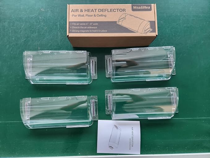 4 Pack Adjustable Air Vent Deflector, 9”-15” Transparent Deflector