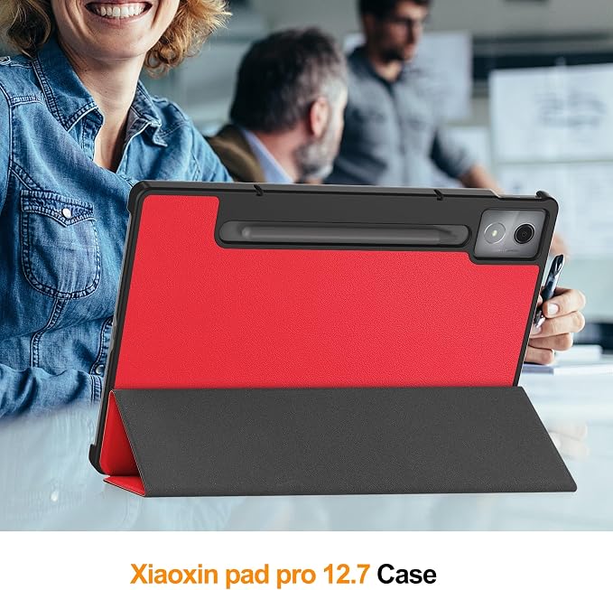 Gylint PU Leather Case for Lenovo Idea Tab Pro/Xiaoxin Pad Pro 12.7 Inch 2025 Ultra Thin Folding Folio Stand Protective Cover Black