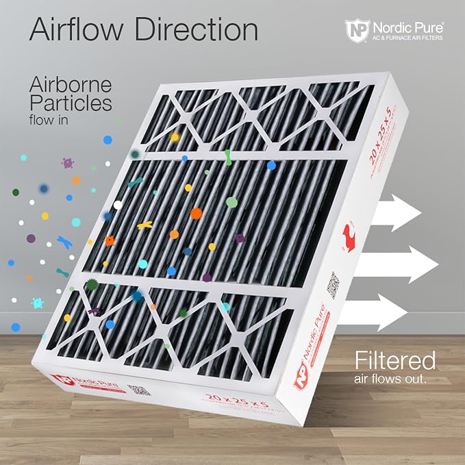 Nordic Pure 20x25x5 Lennox X6673 X6675 Replacement Air Filter MERV 8 + Carbon 2