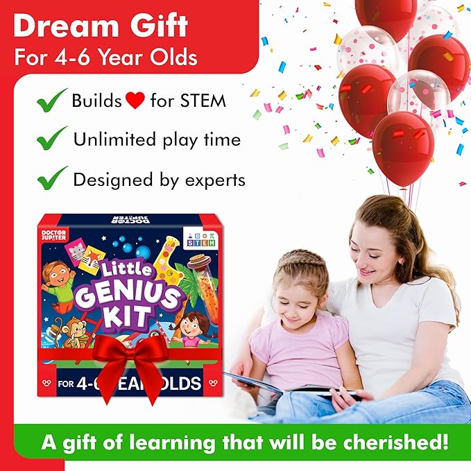 Doctor Jupiter Little Genius Kit for Boys & Girls 4-6 Year Olds | Educational Toys for 4-5-6 | Learning Toys for Toddlers | Preschool Learning Activities | STEM Toys | Science Experiments