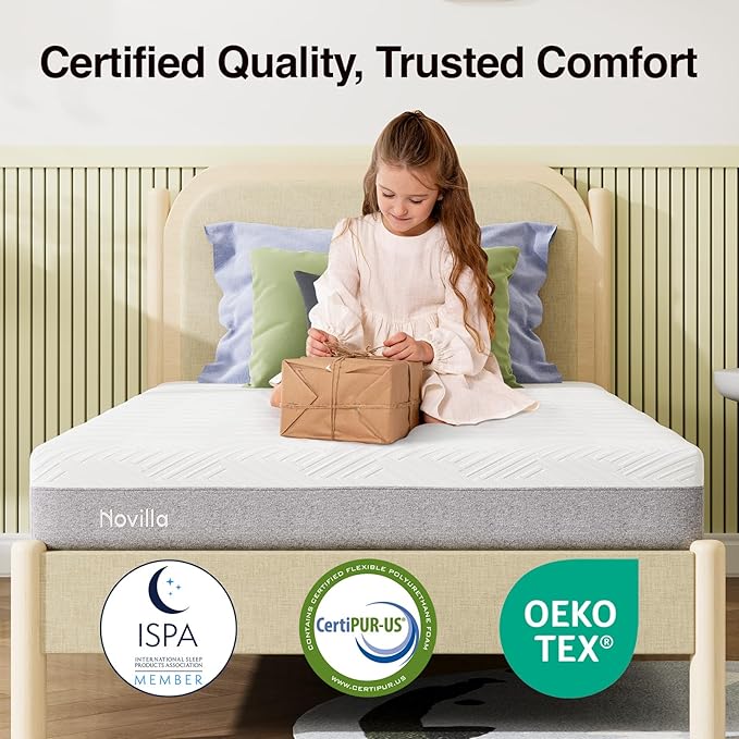 Novilla 8-Inch Gel Memory Foam Queen Size Mattress for Pressure Relief, Enhanced Support & Plush Comfort, Queen Bed in a Box, Bliss