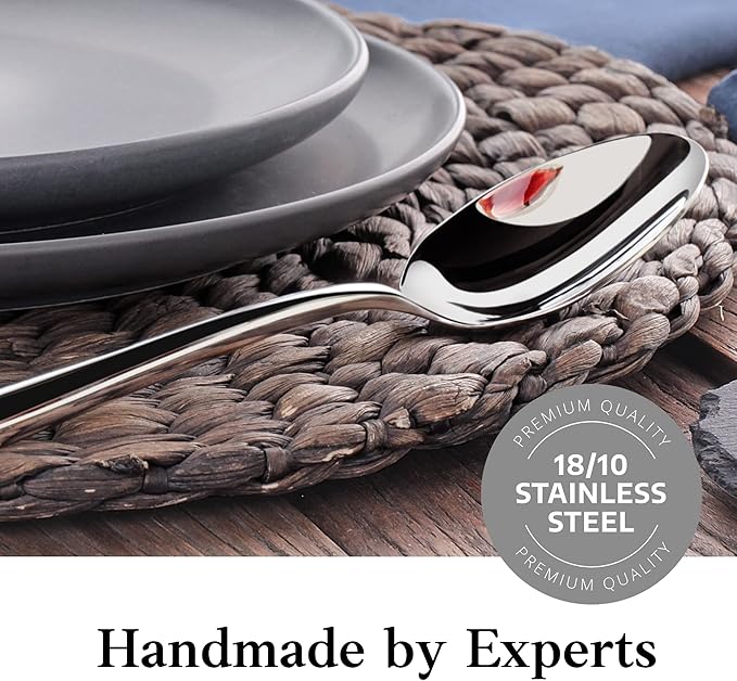 Artaste Rain II Forged 18/10 Stainless Steel Dinner Spoon, 8-Inch, Silver, Set of 12