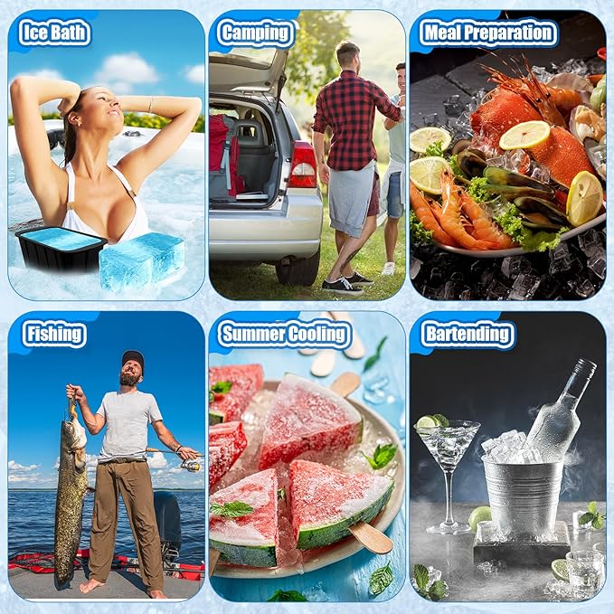Tioncy 8 Pcs Extra Large Ice Block Molds, 8 lb Silicone for Ice Baths