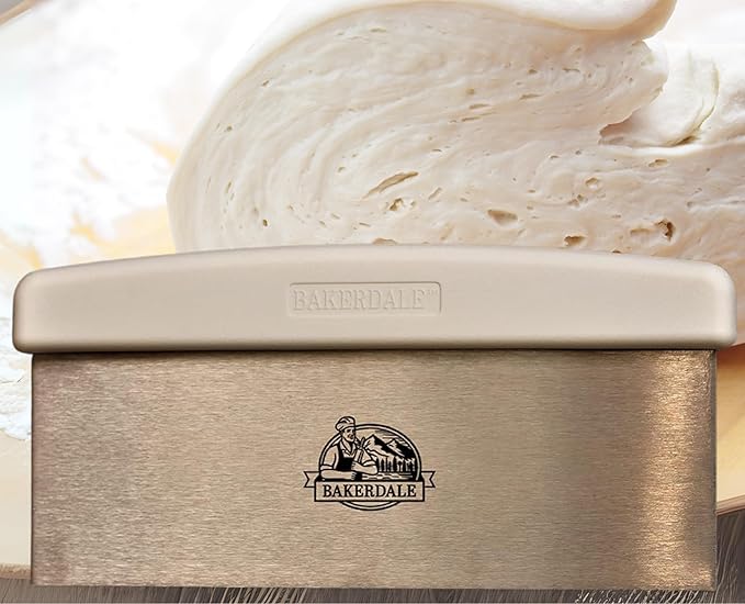 Bakerdale Large Bench, Dough, Cake Scraper, Icing Smoother Spreader, 10-inch Long Stainless Steel Blade, with White Polypropylene Handle