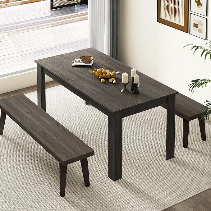 Giantex Dining Table, 63" L x 31.5" W x 30" H Large Farmhouse Center Table with 330LBS Capacity, Kitchen Table for Living Room, Home Office, Dinette, Dinner, Dining Room, Restaurant, Grey