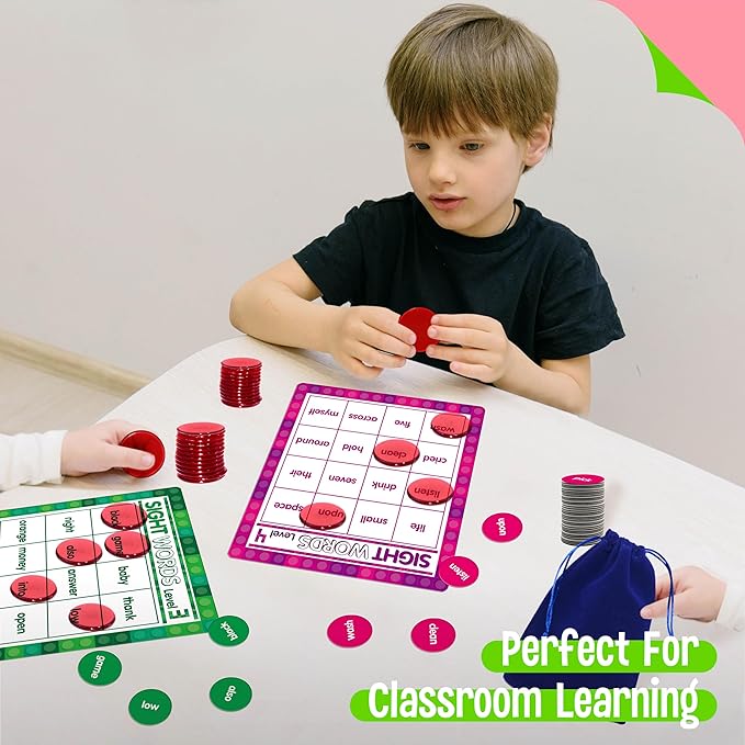 SpriteGru Sight Word Bingo Game, 120 Sight Words Learn to Read Level 3 & Level 4 Bingo Board Game Dolch's & Fry's Words Lists for Kindergarten and Preschool Kids 5+, Perfect for Classroom & at Home