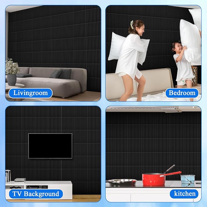 Nuanchu 60 Pcs 3D Slat Wall Panels 12 x 12 Inch PVC Fluted Textured Panel