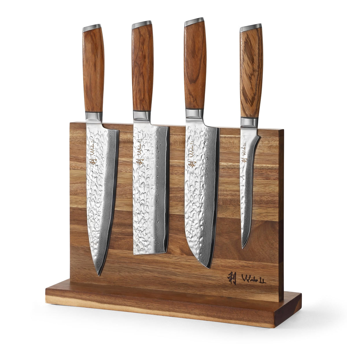 Wakoli Culinary Asia 4-Piece Asian Knife Set, VG10 Damascus, Magnetic Block