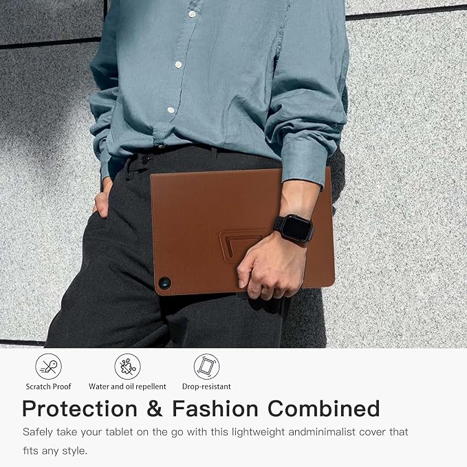 Tablet Case Cover for T-Mobile REVVL Tab 2 Android 15 Tablet 10.1 inchMulti-Viewing AnglesSlim Light Shell Stand Cover for T-Mobile REVVL Tab 2 with Hand Strap& Pencil HolderBrown
