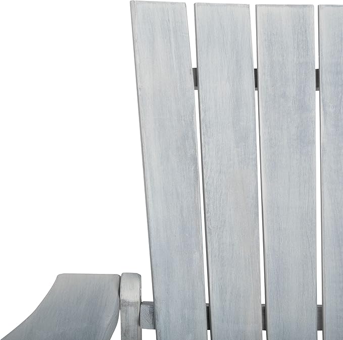 SAFAVIEH Outdoor Collection Merlin Ash Grey Adirondack Chair with Retractable Footrest