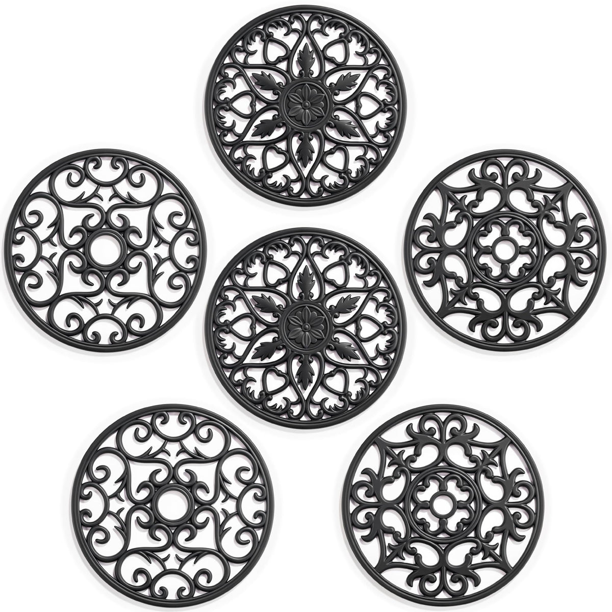 SMARTAKE 6 Set Silicone Trivet Mats for Hot Dishes Pots and Pans (Red)